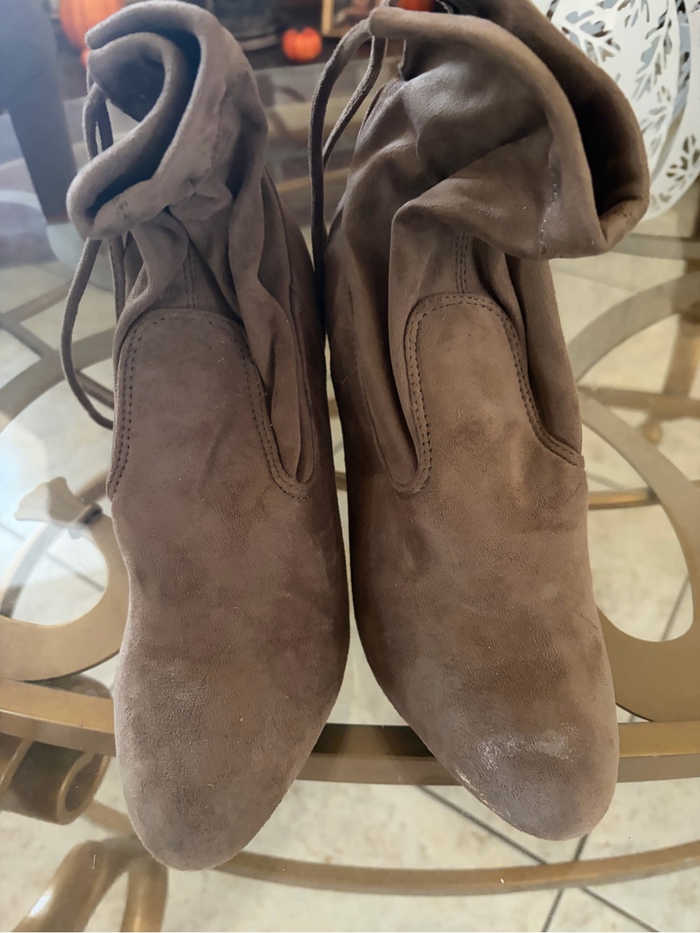 Suede Ankle Booties in Brown - Women